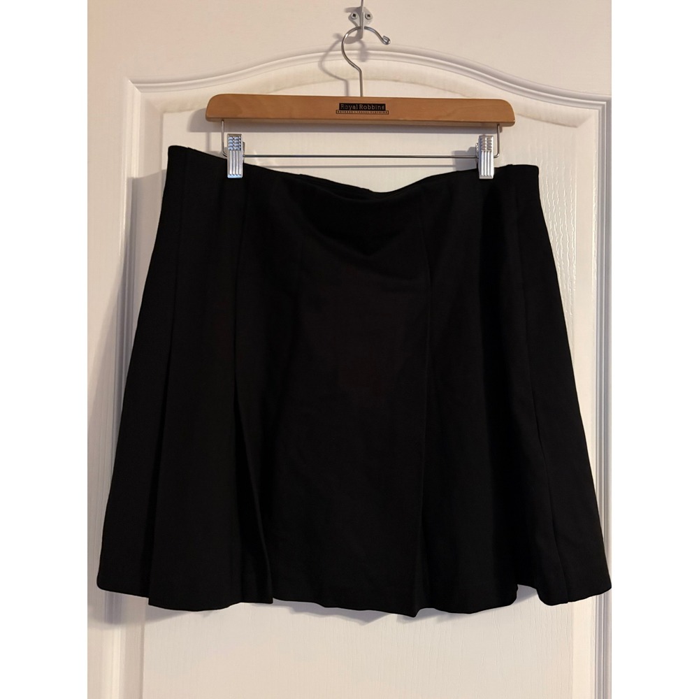 Mango‎ MNG Black Pleated A-Line Mini Skirt Womens Size XL NEW Preppy Academia